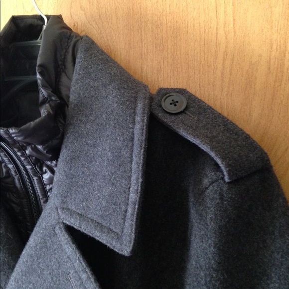 Express Men's Double-Breasted Gray Peacoat - Picture 3 of 8